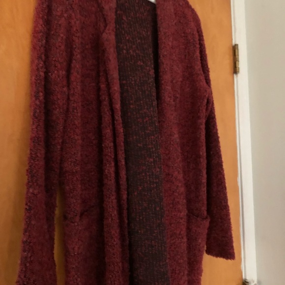 Bobeau Red faux shearling small knit cardigan - Picture 4 of 4